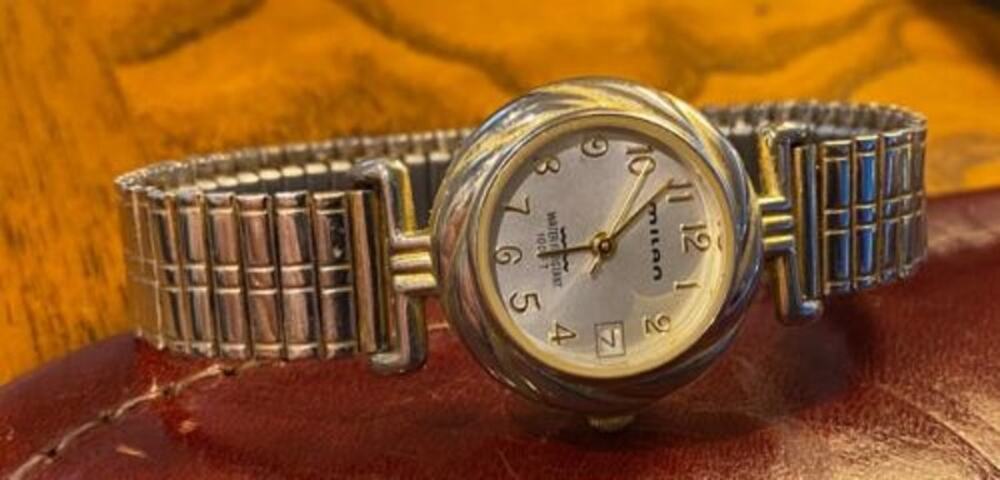 Women's 25mm Two Tone Milan Watch, Expansion Band, WR 100fty, Date Window